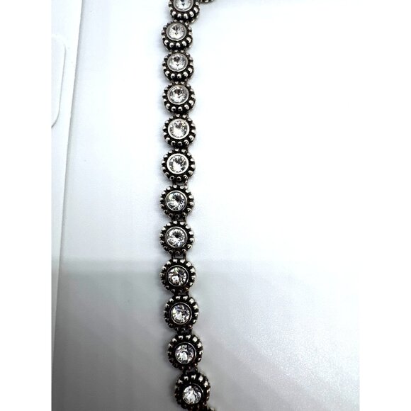 Brighton Twinkle Line Silver Tone Necklace Clear Crystal Disc Stations Pouch - Picture 4 of 10